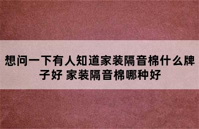 想问一下有人知道家装隔音棉什么牌子好 家装隔音棉哪种好